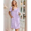 image:imageEkouaer Nightgowns for Women Short Sleeve House Dresses with Pockets Pleated Moo moos Floral Print Mumu DressFloral Light Purple