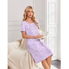 image:imageEkouaer Nightgowns for Women Short Sleeve House Dresses with Pockets Pleated Moo moos Floral Print Mumu DressFloral Light Purple