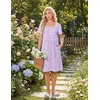 image:imageEkouaer Nightgowns for Women Short Sleeve House Dresses with Pockets Pleated Moo moos Floral Print Mumu DressFloral Light Purple