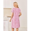 image:imageEkouaer Nightgowns for Women Short Sleeve House Dresses with Pockets Pleated Moo moos Floral Print Mumu DressFloral Pink