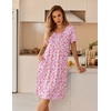image:imageEkouaer Nightgowns for Women Short Sleeve House Dresses with Pockets Pleated Moo moos Floral Print Mumu DressFloral Pink