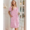 image:imageEkouaer Nightgowns for Women Short Sleeve House Dresses with Pockets Pleated Moo moos Floral Print Mumu DressFloral Pink