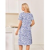 image:imageEkouaer Nightgowns for Women Short Sleeve House Dresses with Pockets Pleated Moo moos Floral Print Mumu DressFloral Purple