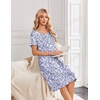 image:imageEkouaer Nightgowns for Women Short Sleeve House Dresses with Pockets Pleated Moo moos Floral Print Mumu DressFloral Purple