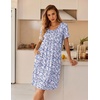image:imageEkouaer Nightgowns for Women Short Sleeve House Dresses with Pockets Pleated Moo moos Floral Print Mumu DressFloral Purple
