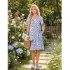 image:imageEkouaer Nightgowns for Women Short Sleeve House Dresses with Pockets Pleated Moo moos Floral Print Mumu DressFloral Purple