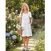image:imageEkouaer Nightgowns for Women Short Sleeve House Dresses with Pockets Pleated Moo moos Floral Print Mumu DressFloral White Purple