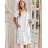 image:imageEkouaer Nightgowns for Women Short Sleeve House Dresses with Pockets Pleated Moo moos Floral Print Mumu DressFloral White Purple