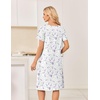 image:imageEkouaer Nightgowns for Women Short Sleeve House Dresses with Pockets Pleated Moo moos Floral Print Mumu DressFloral White Purple