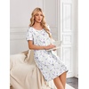 image:imageEkouaer Nightgowns for Women Short Sleeve House Dresses with Pockets Pleated Moo moos Floral Print Mumu DressFloral White Purple