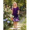 image:imageEkouaer Nightgowns for Women Short Sleeve House Dresses with Pockets Pleated Moo moos Floral Print Mumu DressPurple Flower