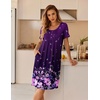 image:imageEkouaer Nightgowns for Women Short Sleeve House Dresses with Pockets Pleated Moo moos Floral Print Mumu DressPurple Flower