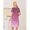 image:imageEkouaer Nightgowns for Women Short Sleeve House Dresses with Pockets Pleated Moo moos Floral Print Mumu DressSparkling Branches Purple