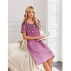 image:imageEkouaer Nightgowns for Women Short Sleeve House Dresses with Pockets Pleated Moo moos Floral Print Mumu DressSparkling Branches Purple