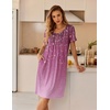 image:imageEkouaer Nightgowns for Women Short Sleeve House Dresses with Pockets Pleated Moo moos Floral Print Mumu DressSparkling Branches Purple
