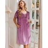 image:imageEkouaer Nightgowns for Women Short Sleeve House Dresses with Pockets Pleated Moo moos Floral Print Mumu DressSparkling Branches Purple