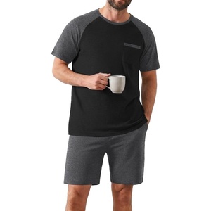image:imageEkouaer Mens Pajamas Set Bamboo Viscose Short Sleeve Pjs Sets Soft Sleepwear Lightweight Loungewear with Pockets S3XLBlack Dark Grey