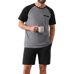 image:imageEkouaer Mens Pajamas Set Bamboo Viscose Short Sleeve Pjs Sets Soft Sleepwear Lightweight Loungewear with Pockets S3XLBlack Grey
