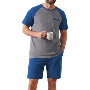 image:imageEkouaer Mens Pajamas Set Bamboo Viscose Short Sleeve Pjs Sets Soft Sleepwear Lightweight Loungewear with Pockets S3XLBlue Grey