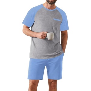 image:imageEkouaer Mens Pajamas Set Bamboo Viscose Short Sleeve Pjs Sets Soft Sleepwear Lightweight Loungewear with Pockets S3XLLight Blue Grey