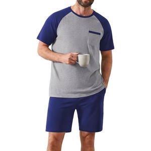 image:imageEkouaer Mens Pajamas Set Bamboo Viscose Short Sleeve Pjs Sets Soft Sleepwear Lightweight Loungewear with Pockets S3XLNavy Grey