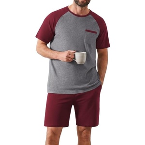 image:imageEkouaer Mens Pajamas Set Bamboo Viscose Short Sleeve Pjs Sets Soft Sleepwear Lightweight Loungewear with Pockets S3XLRed Grey