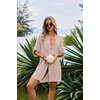 image:imageEkouaer Bathing Suit Cover Up for Women V Neck Button Down Swimsuit Coverup Beach Dress Shirt S3XLBeige