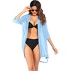 image:imageEkouaer Bathing Suit Cover Up for Women V Neck Button Down Swimsuit Coverup Beach Dress Shirt S3XLClear Blue