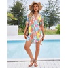 image:imageEkouaer Bathing Suit Cover Up for Women V Neck Button Down Swimsuit Coverup Beach Dress Shirt S3XLColorful Leaves