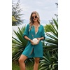 image:imageEkouaer Bathing Suit Cover Up for Women V Neck Button Down Swimsuit Coverup Beach Dress Shirt S3XLDark Cyan
