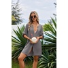 image:imageEkouaer Bathing Suit Cover Up for Women V Neck Button Down Swimsuit Coverup Beach Dress Shirt S3XLDark Grey