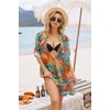 image:imageEkouaer Bathing Suit Cover Up for Women V Neck Button Down Swimsuit Coverup Beach Dress Shirt S3XLGreen Tropical Print