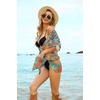 image:imageEkouaer Bathing Suit Cover Up for Women V Neck Button Down Swimsuit Coverup Beach Dress Shirt S3XLGreen Tropical Print