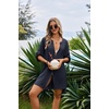 image:imageEkouaer Bathing Suit Cover Up for Women V Neck Button Down Swimsuit Coverup Beach Dress Shirt S3XLNavy Blue