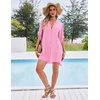 image:imageEkouaer Bathing Suit Cover Up for Women V Neck Button Down Swimsuit Coverup Beach Dress Shirt S3XLPink