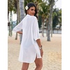 image:imageEkouaer Bathing Suit Cover Up for Women V Neck Button Down Swimsuit Coverup Beach Dress Shirt S3XLWhitenew Fabric