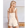image:imageEkouaer Summer Pajamas Built in Bra Ruffle Pjs Cute Lingerie 2 Piece Cami and Shorts Set for Women Getting Ready Bridal PartyBeige Cherry