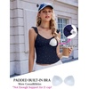 image:imageEkouaer Summer Pajamas Built in Bra Ruffle Pjs Cute Lingerie 2 Piece Cami and Shorts Set for Women Getting Ready Bridal PartyNavy Blue Floral