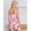 image:imageEkouaer Summer Pajamas Built in Bra Ruffle Pjs Cute Lingerie 2 Piece Cami and Shorts Set for Women Getting Ready Bridal PartyWhite Red Bow