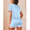 image:imageEkouaer Womens Silk Satin Pajamas Set Short Sleeve Sleepwear Button Down Loungewear 2 Piece Pjs Shorts SetBlue
