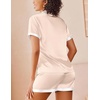 image:imageEkouaer Womens Silk Satin Pajamas Set Short Sleeve Sleepwear Button Down Loungewear 2 Piece Pjs Shorts SetChampagne