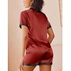 image:imageEkouaer Womens Silk Satin Pajamas Set Short Sleeve Sleepwear Button Down Loungewear 2 Piece Pjs Shorts SetDark Red