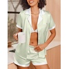 image:imageEkouaer Womens Silk Satin Pajamas Set Short Sleeve Sleepwear Button Down Loungewear 2 Piece Pjs Shorts SetLight Green