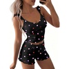 image:imageEkouaer Summer Pajamas Built in Bra Ruffle Pjs Cute Lingerie 2 Piece Cami and Shorts Set for Women Getting Ready Bridal PartyColorful Heart