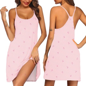 image:imageEkouaer Womens Racerback Sleeveless NightgownPink Striped Bow