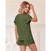 image:imageEkouaer Pajamas Set Women Casual Ruffle Sleeves Soft Comfy Loungewear Set with PocketsDark Olive Green