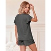 image:imageEkouaer Pajamas Set Women Casual Ruffle Sleeves Soft Comfy Loungewear Set with PocketsDeep Gray