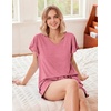 image:imageEkouaer Pajamas Set Women Casual Ruffle Sleeves Soft Comfy Loungewear Set with PocketsGray Purple
