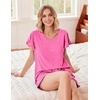 image:imageEkouaer Pajamas Set Women Casual Ruffle Sleeves Soft Comfy Loungewear Set with PocketsRose Pink
