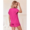image:imageEkouaer Pajamas Set Women Casual Ruffle Sleeves Soft Comfy Loungewear Set with PocketsRose Red